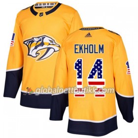 Nashville Predators Hockeydrakt Mattias Ekholm 14 2017-2018 USA Flag Fashion Golden Adidas Authentic - Herre